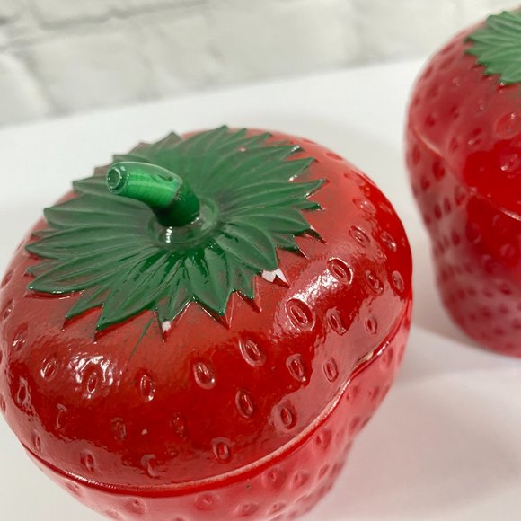 VINTAGE Hazel Atlas Milk Glass Strawberry Jam Jelly Jar With Lid Set of 2 - Picture 8 of 10